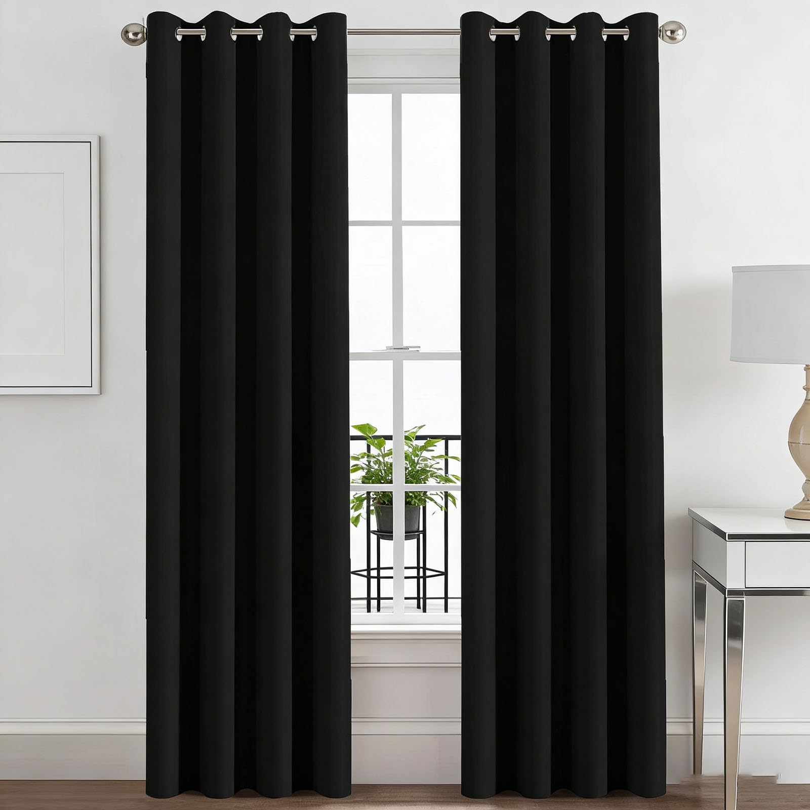 Rideau thermique isolant 175 x 90 cm noir pour porte et fenetre