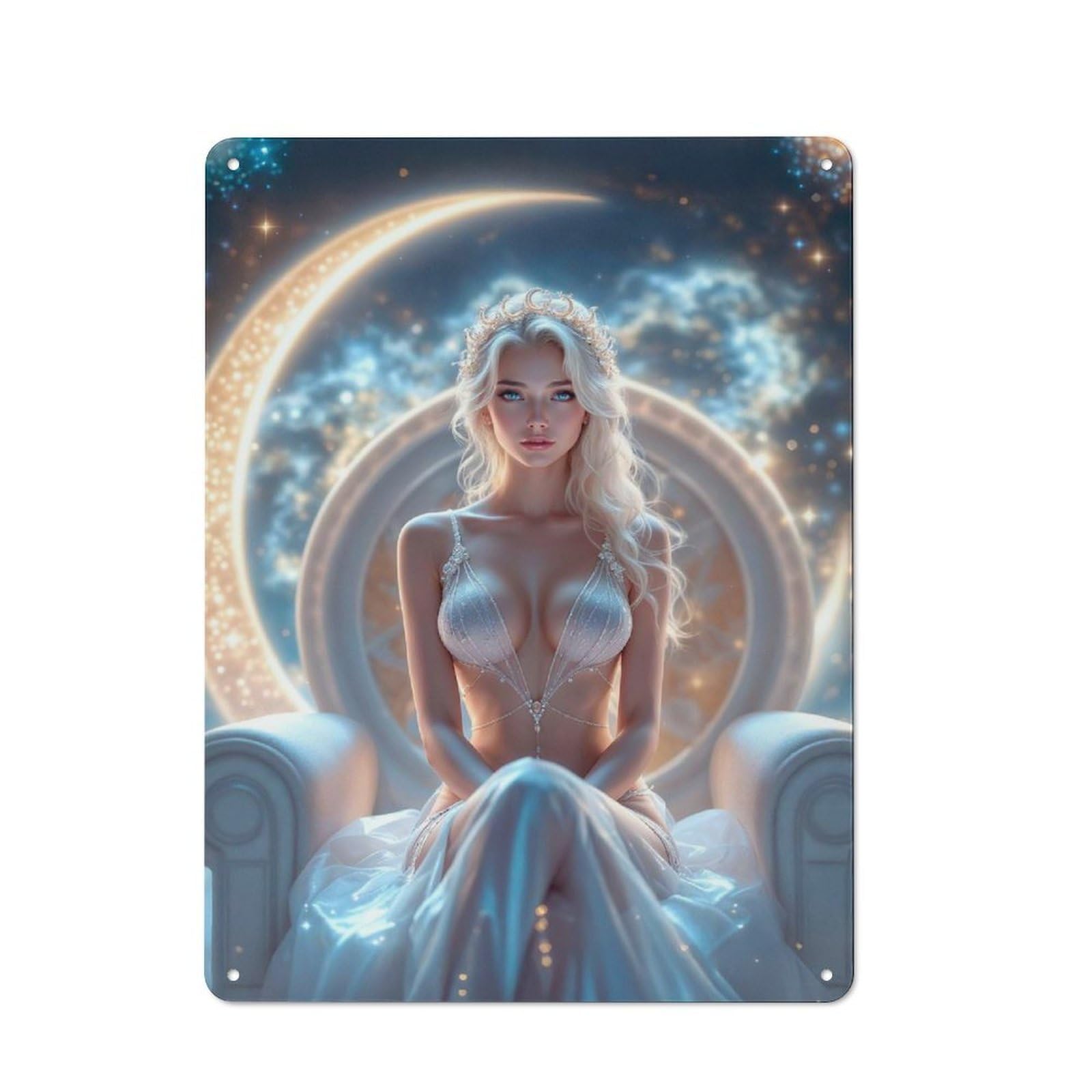 Junmoney Style-12 Garden Style Tin Sign 40X30cm Featuring Moonlit Queen, Shed Wall Decor For Patio Bar, Workshop, Shed Or Kitchen