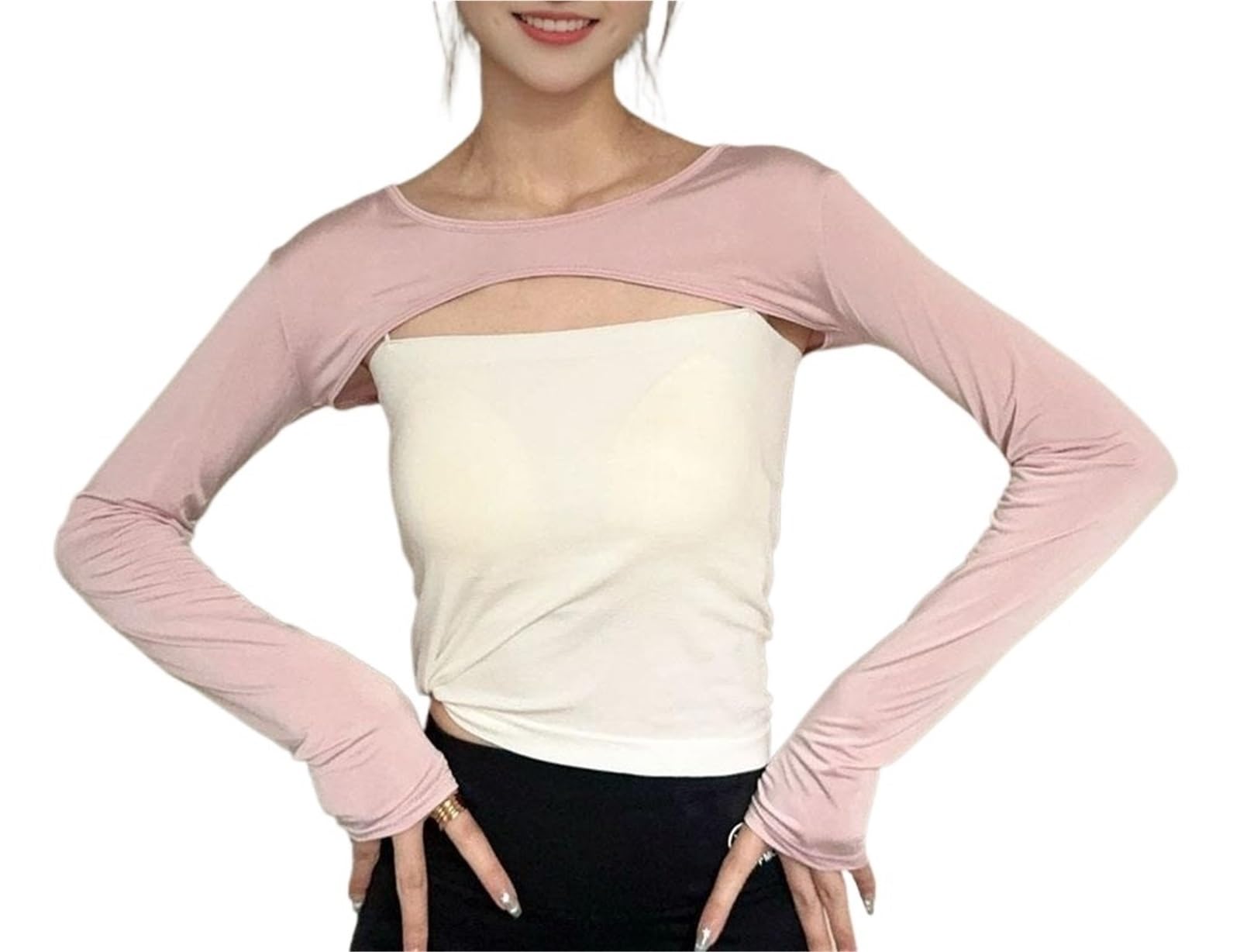Eurdfhy Women's Pink Shawl Arm Sleeves Modal Ice Silk Arm Sleeves Ultra-Thin Sexy Crop Top Long Sleeve Summer Uv Arm Cover Sleeve Shawl Outdoor Sports(Pink)