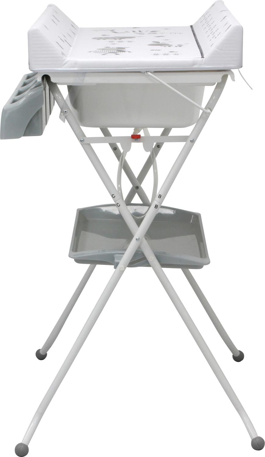 ib style® KOA 2-en-1 Cambiador con bañera | Cambiador móvil | Plegable | Gran superficie de cambio | Cambiador para bebés y niños pequeños | MY LITTLE FARM GRIS