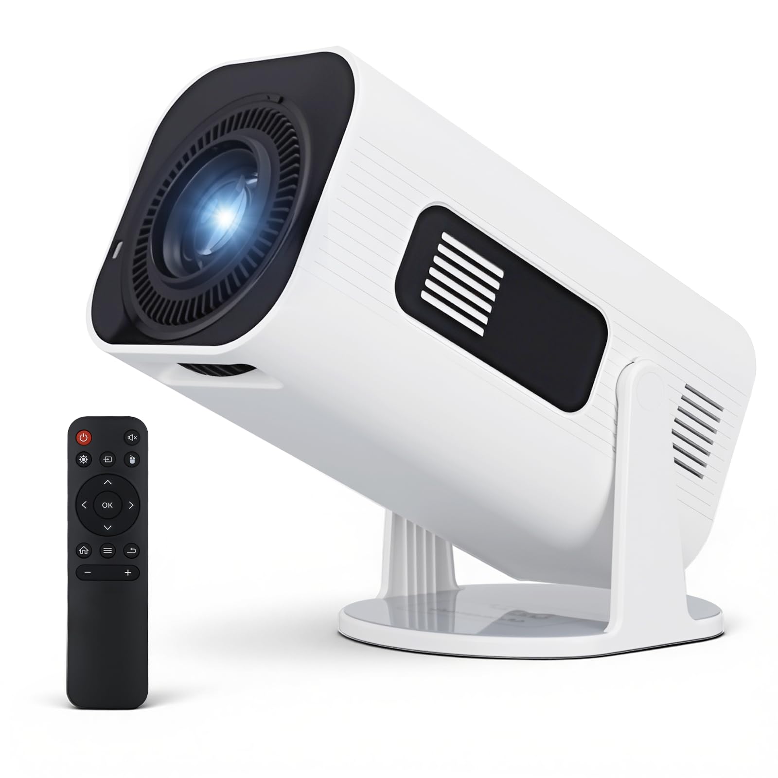 Mini proiettore Supporto 4K con WiFi e Bluetooth, Proiettore cinematografico portatile, girevole a 270°, 200 ANSI, correzione trapezoidale automatica, video Proyector lavoro con telefono, TV