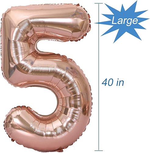Miniatura 7 de Tellpet Globos de oro rosa con el número 20, decoración de fiesta de cumpleaños número 20, letrero de globo para niñas, 40 pulgadas