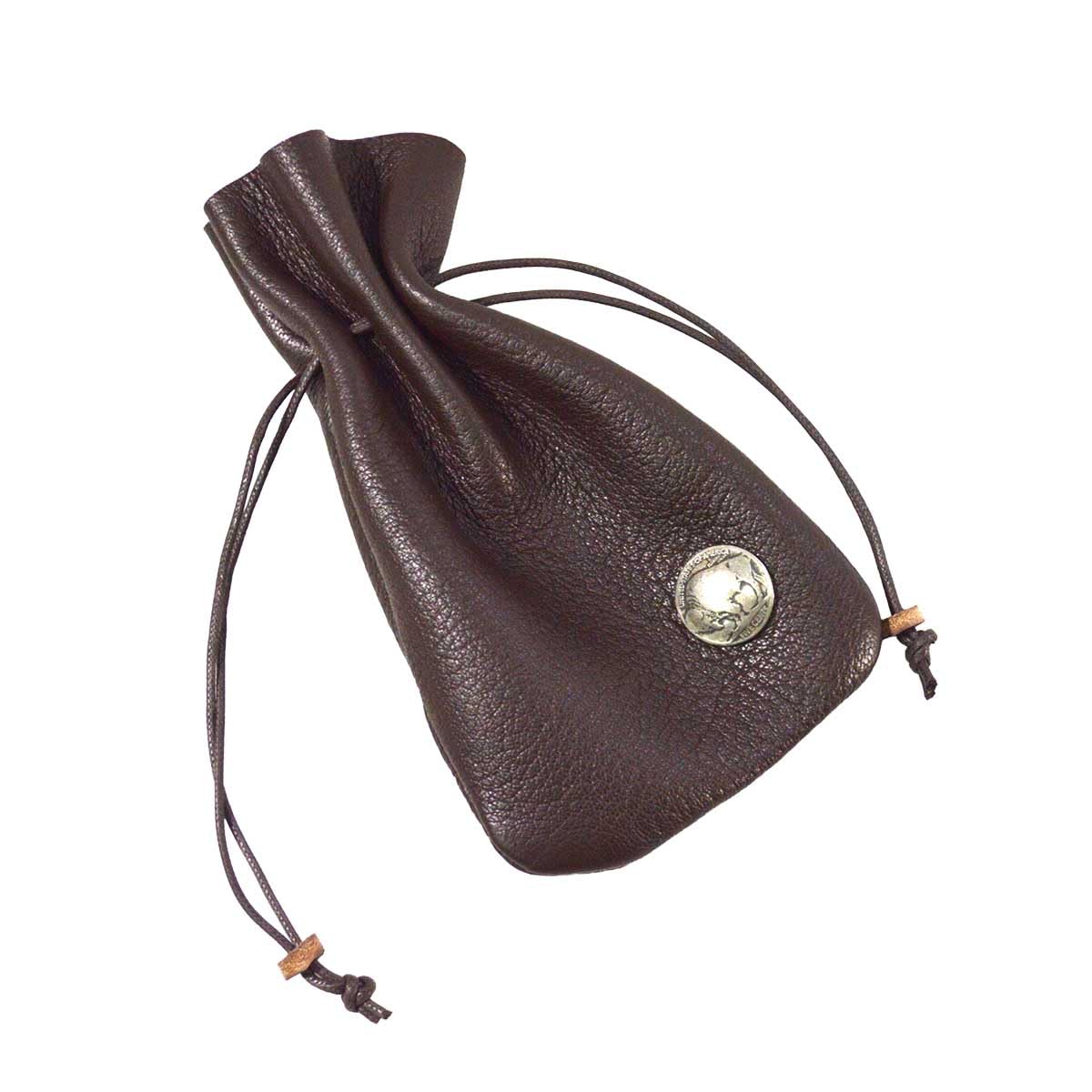 鹿革巾着ポーチ 鹿革巾着ポーチ JUNKHEAD ディアスキン 鹿革巾着ポーチ白 WHITE