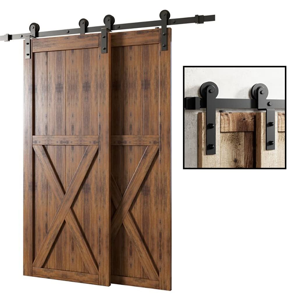 Riel de hardware para puerta corrediza en forma de I, sistema de suspensión curvado, negro (color: negro, tamaño: 2440 mm)