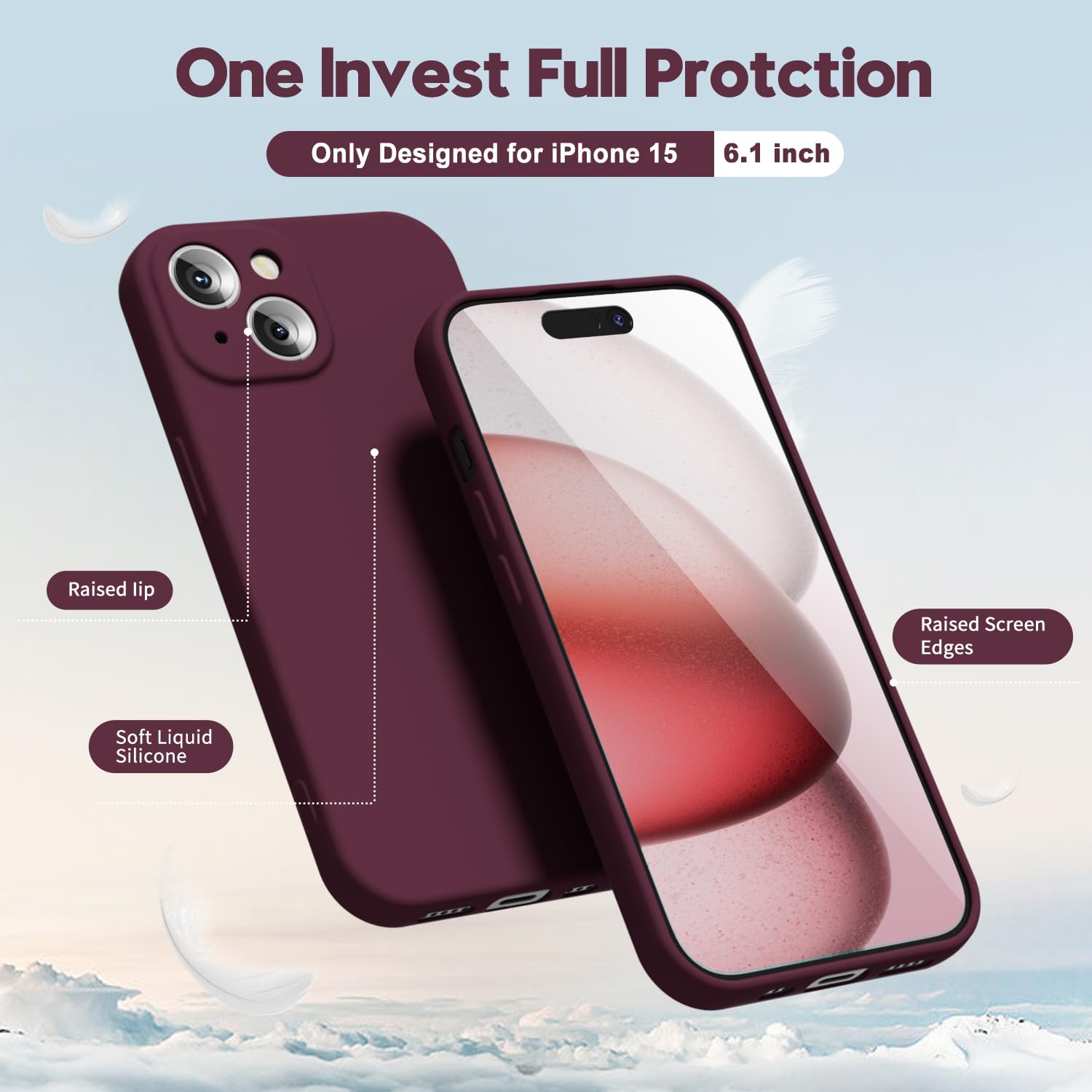 oakxco for iPhone 17 Pro Max Phone Case Liquid Silicone, Cute Thin Slim Grip Soft Rubber Gel for Women Men, Smooth Matte TPU Plain Solid Color Girly Simple Case with Camera Cover, Light Pink — view 1498