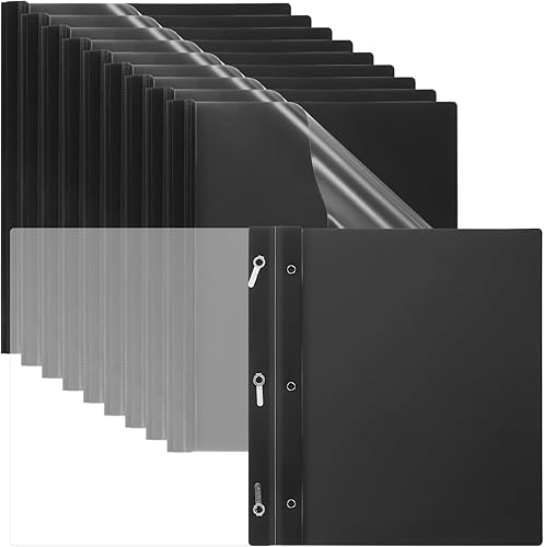 PATIKIL Cubiertas de informes de plástico con punta, 10 carpetas de presentación frontal transparente de capacidad de 80 hojas con 3 sujetadores de