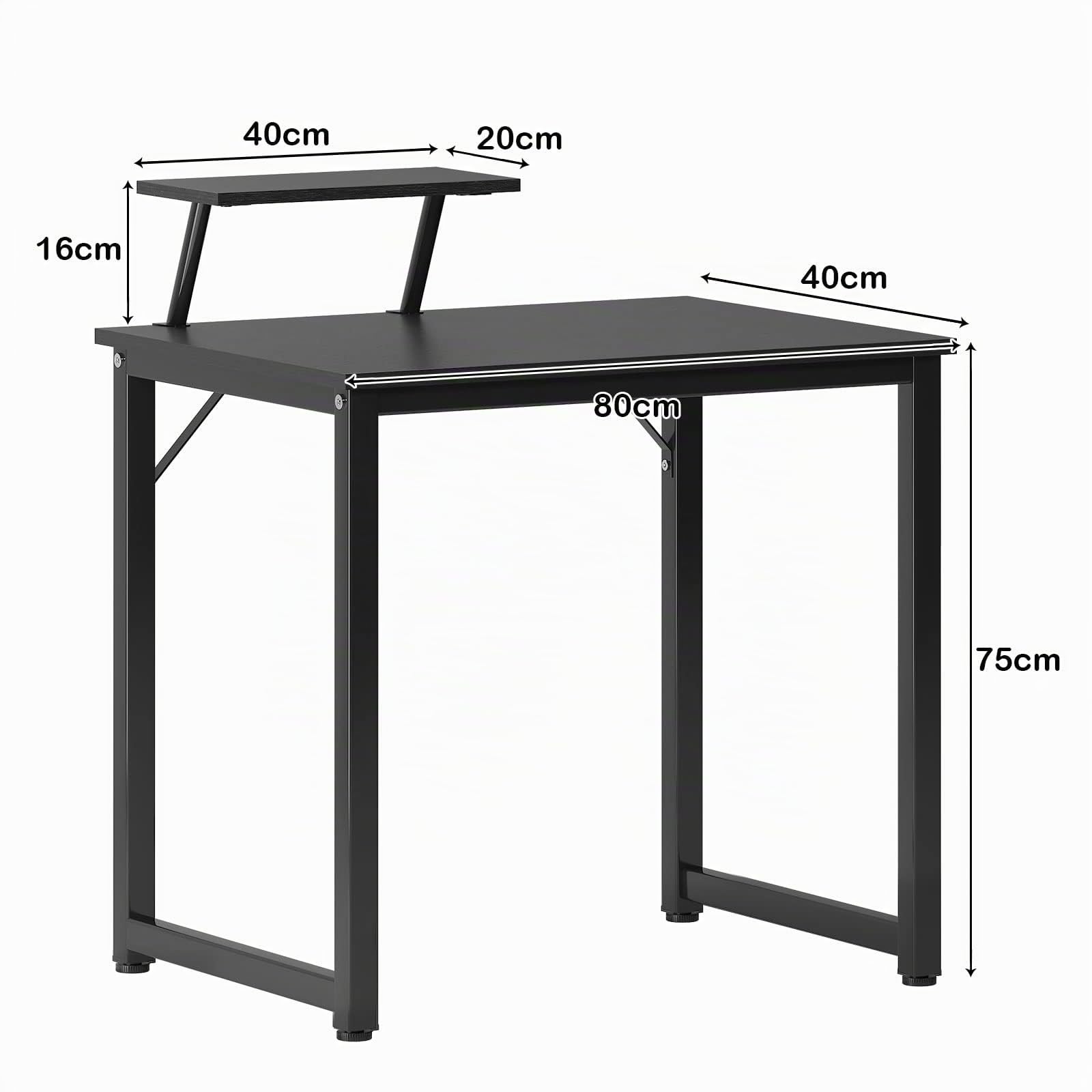Sogesfurniture Scrivania Compatta per Computer PC Laptop 80x40 cm, Postazione di Lavoro Ufficio, Tavolo Riunioni, Nero BHEU-JK80-BK