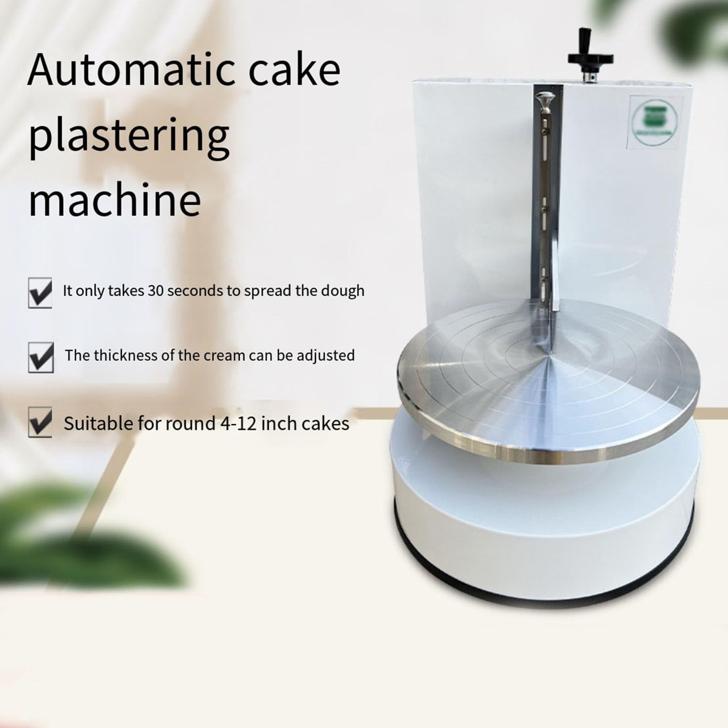 Máquina para Decorar Pasteles Formación Hielo para Tartas Cumpleaños, Máquina Alisadora,Bajo Ruido Raspador Tartas Ajustable,Plato Giratorio con Ajustable