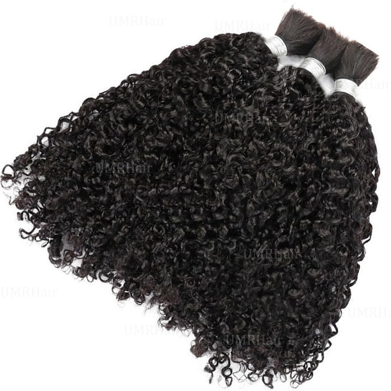 10inch Curly Virgin Human Hair Bulk for Braiding No Weft Micro Braids Brazilian Remy Human Hair Bulk Extension 100g/Bundle Natural Black Weaving Extensions 1Bundle