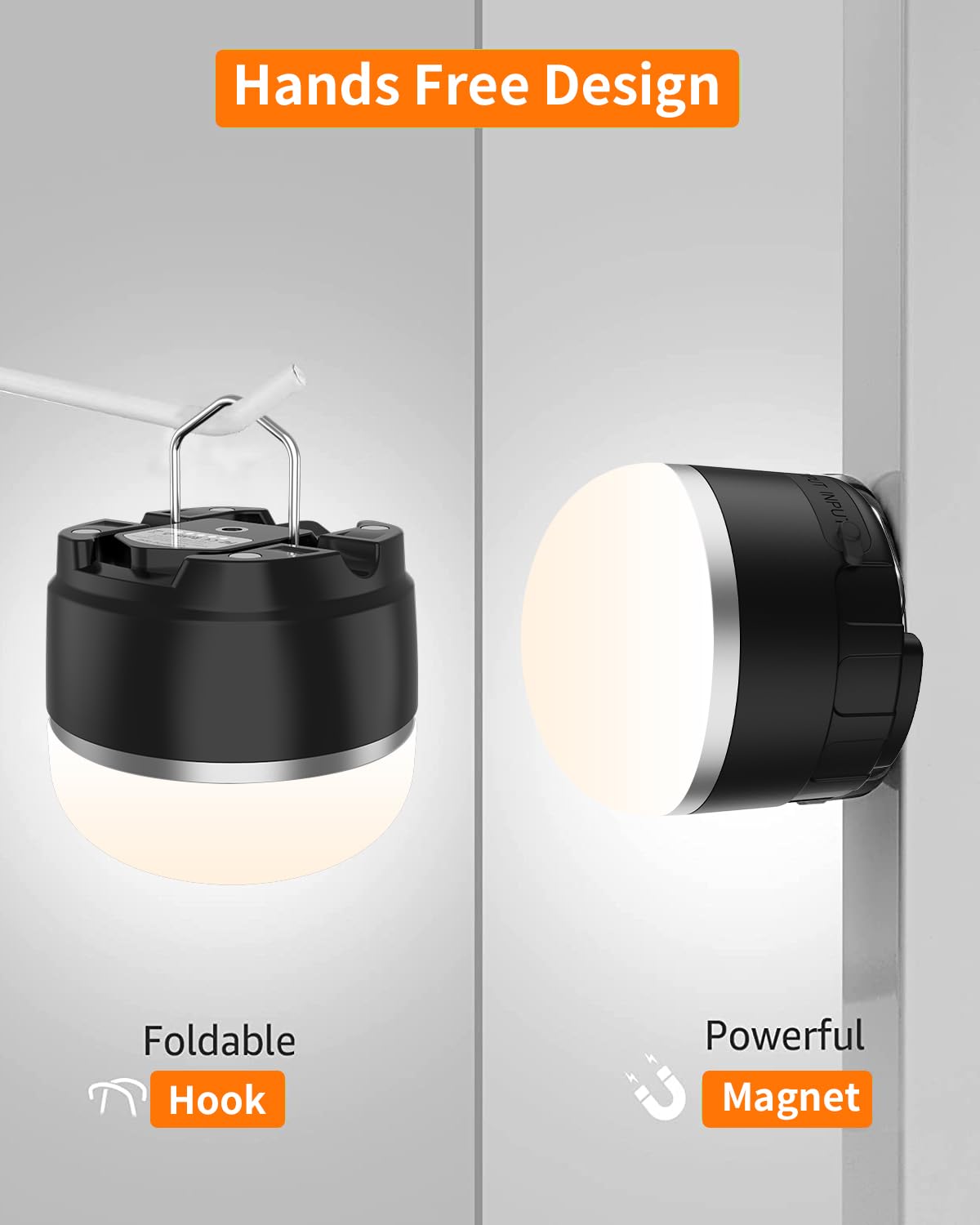 Linterna LED para camping, 8000 mAh, recargable, con 4 modos de luz, 6 luces ajustables de brillo, linterna colgante de emergencia impermeable para huracán, cortes de energía, hogar, senderismo