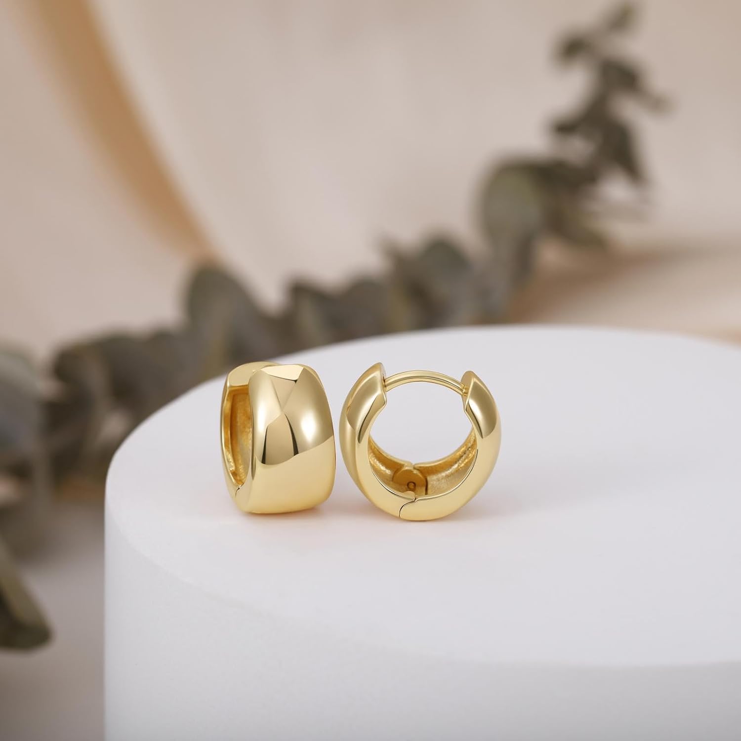 SHINYSO 14K Gold Plated Small Chunky Hoop Earrings for Women Dainty Thick Lightweight hypoallergenic Earring - Image 3