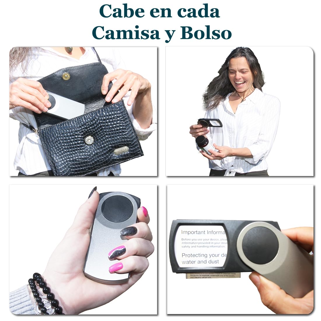 EasY Magnifier Lupa de Bolsillo con Luz LED 3.0X (300%) movil; Lupas pequeña para Manualidades Profesional; Lupa de Mano Niños iluminada para Leer; Regalos para Personas Mayores e Infantil