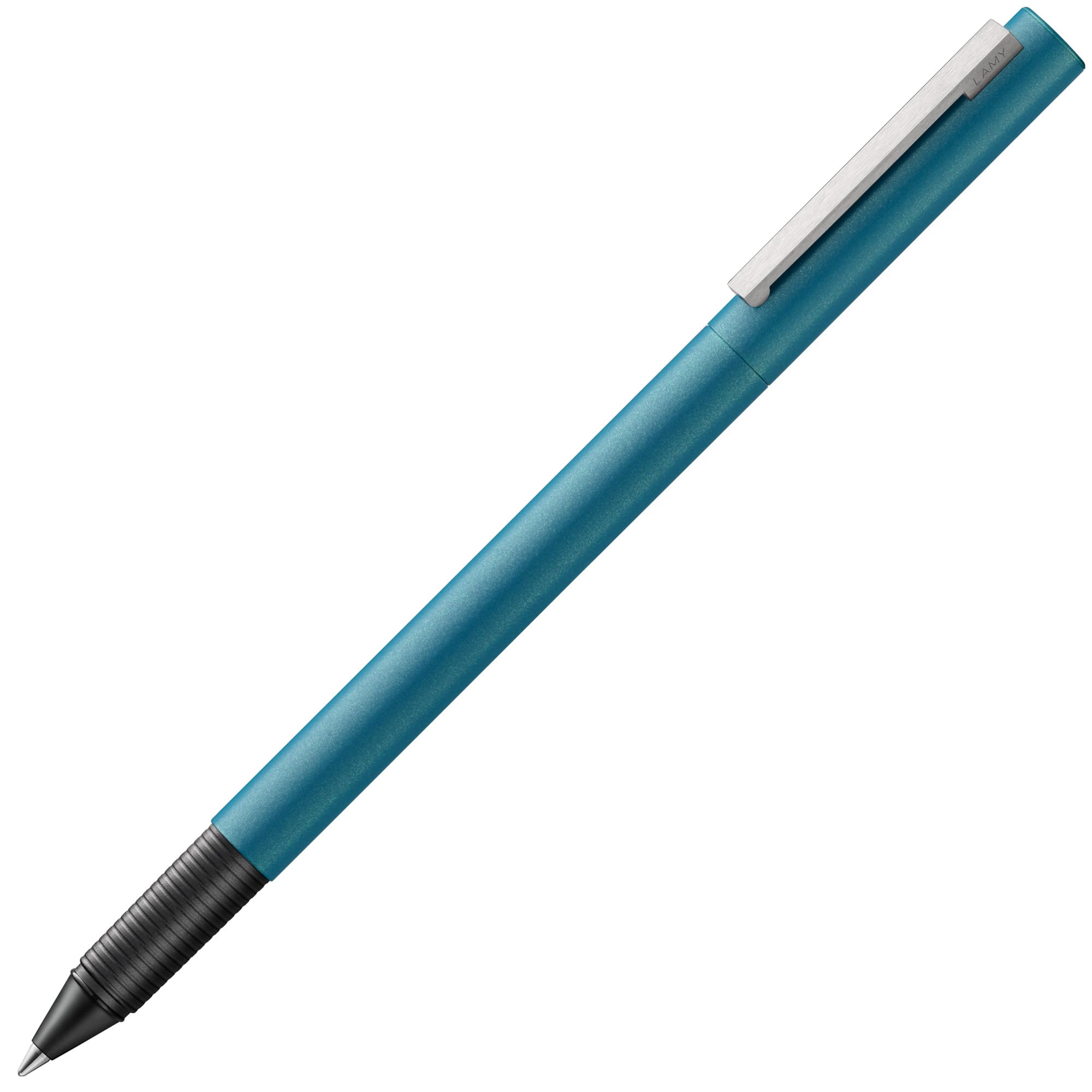 Lamy cp1 aquamarine Tintenroller – minimalistischer Stift in elegantem Gehäuse aus Ganzmetall – mit abgefedertem Edelstahl-Clip – inkl. Tintenrollermine M 63 Strichbreite M in schwarz