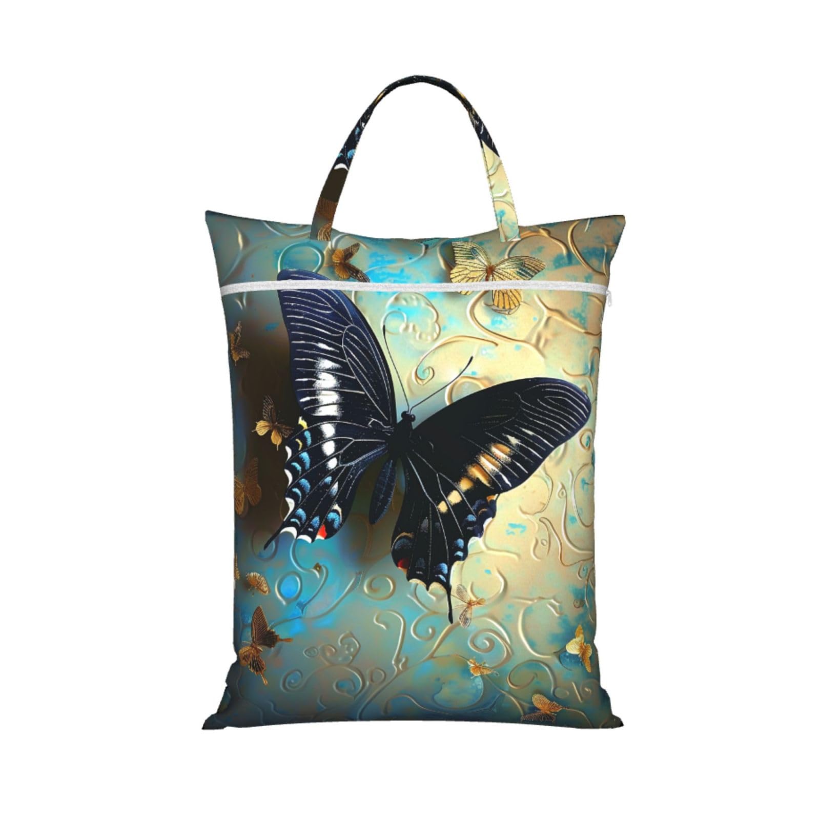 Large Travel Laundry Bags,Butterfly Print with Handle Foldable Laundry Bag for Holidays Gym Swimming and Family Trips, 1Pcs