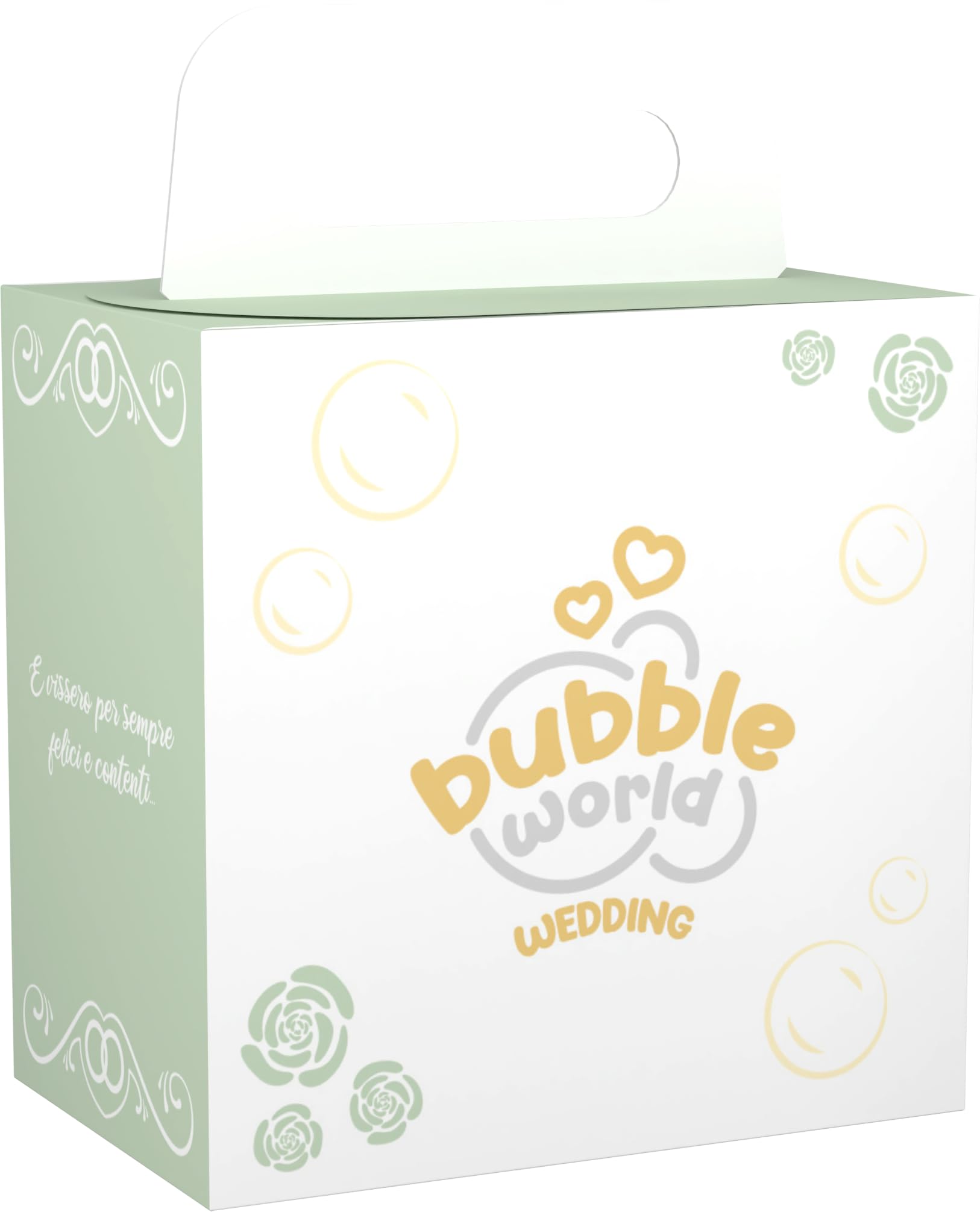 Bubble World - Wedding Natura - Seifenblasen Hochzeit 6 x 60 ml - Weiße Tuben mit integriertem Blasgerät - Gadget Bonbonniere Platzhalter Hochzeit Elegant - Made in Italy