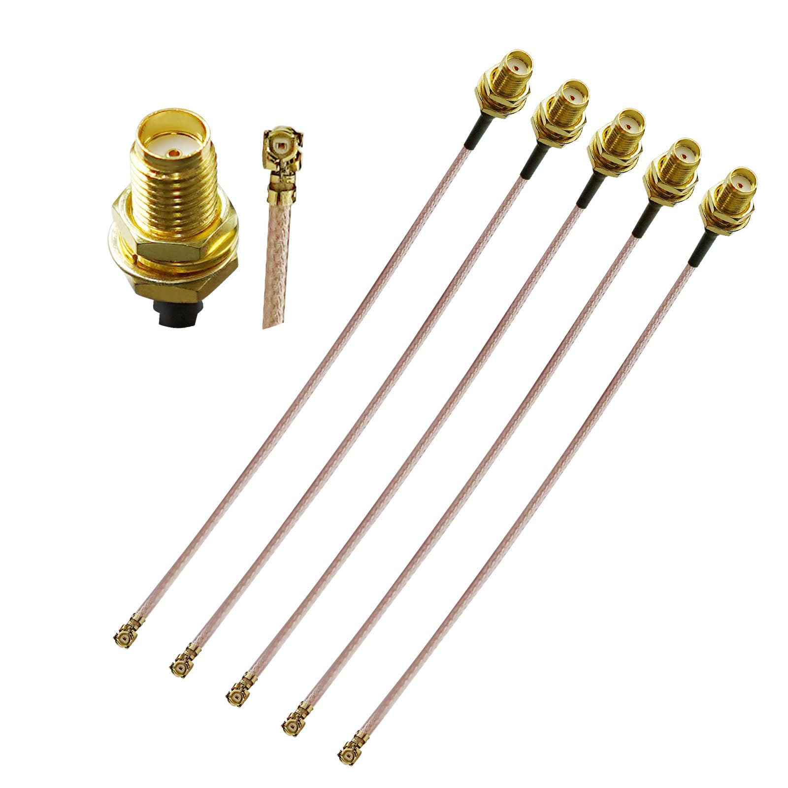5pcs RG178 UFL SMA Coaxial Cable, U.FL to SMA Female Pigtail Jumper, SMA Female to U.FL IPX MHF1 Coax Cable 4inch (10cm) Low Loss Extension Cable for Wi-Fi Radios, Antenna, Mini PCI