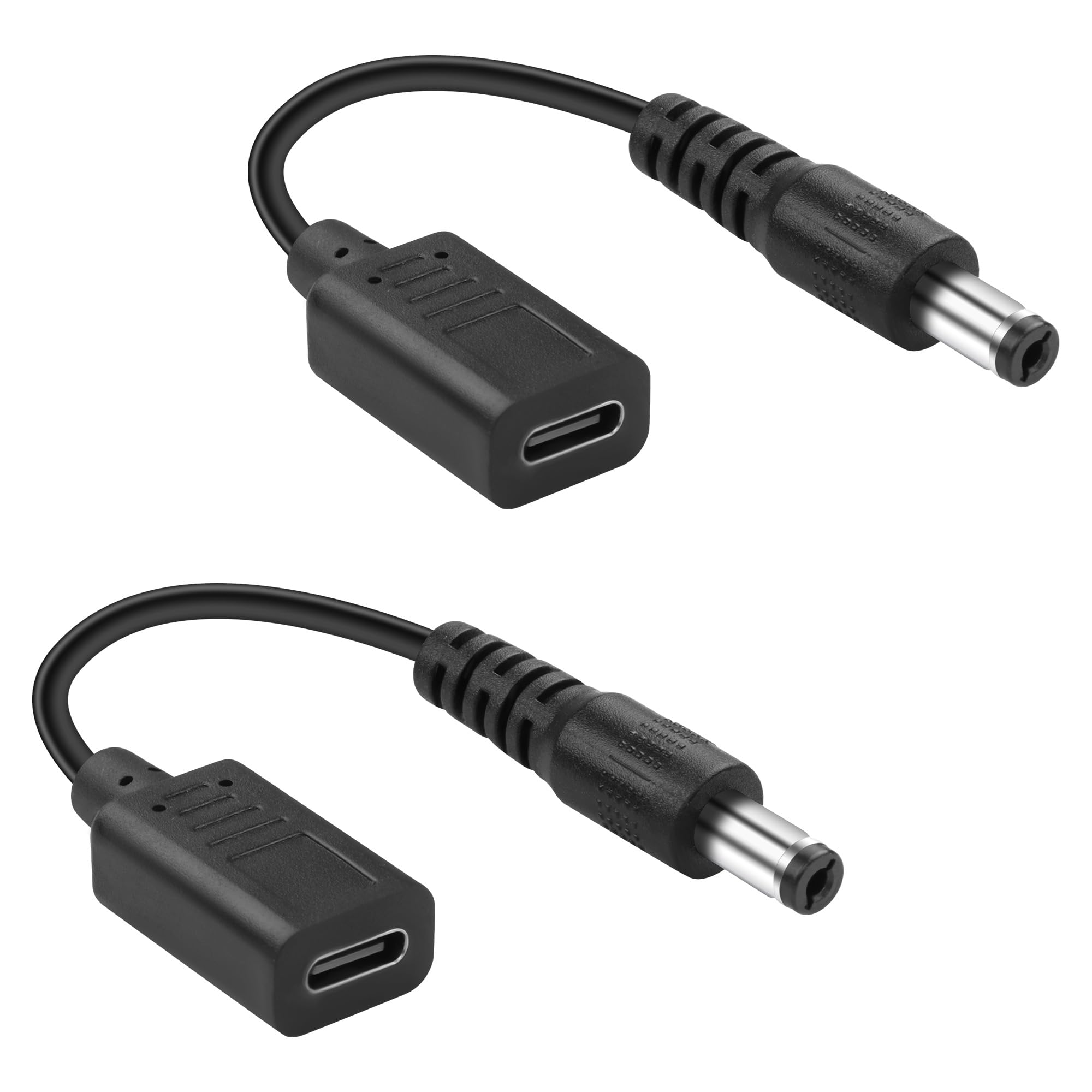 JSADZKJ DC to USB-C Power Adapter Cable, 2.5mmx5.5mm DC Male to USB-C Female, 10cm/3.9in, Black, 20V/5A, 100W, Laptop, Router, CCTV