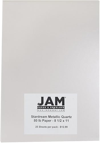 Miniatura 5 de JAM PAPER Papel metálico de 32 libras, 120 GSM, 8.5 x 11 pulgadas, plateado metálico Stardream, 100 hojaspaquete