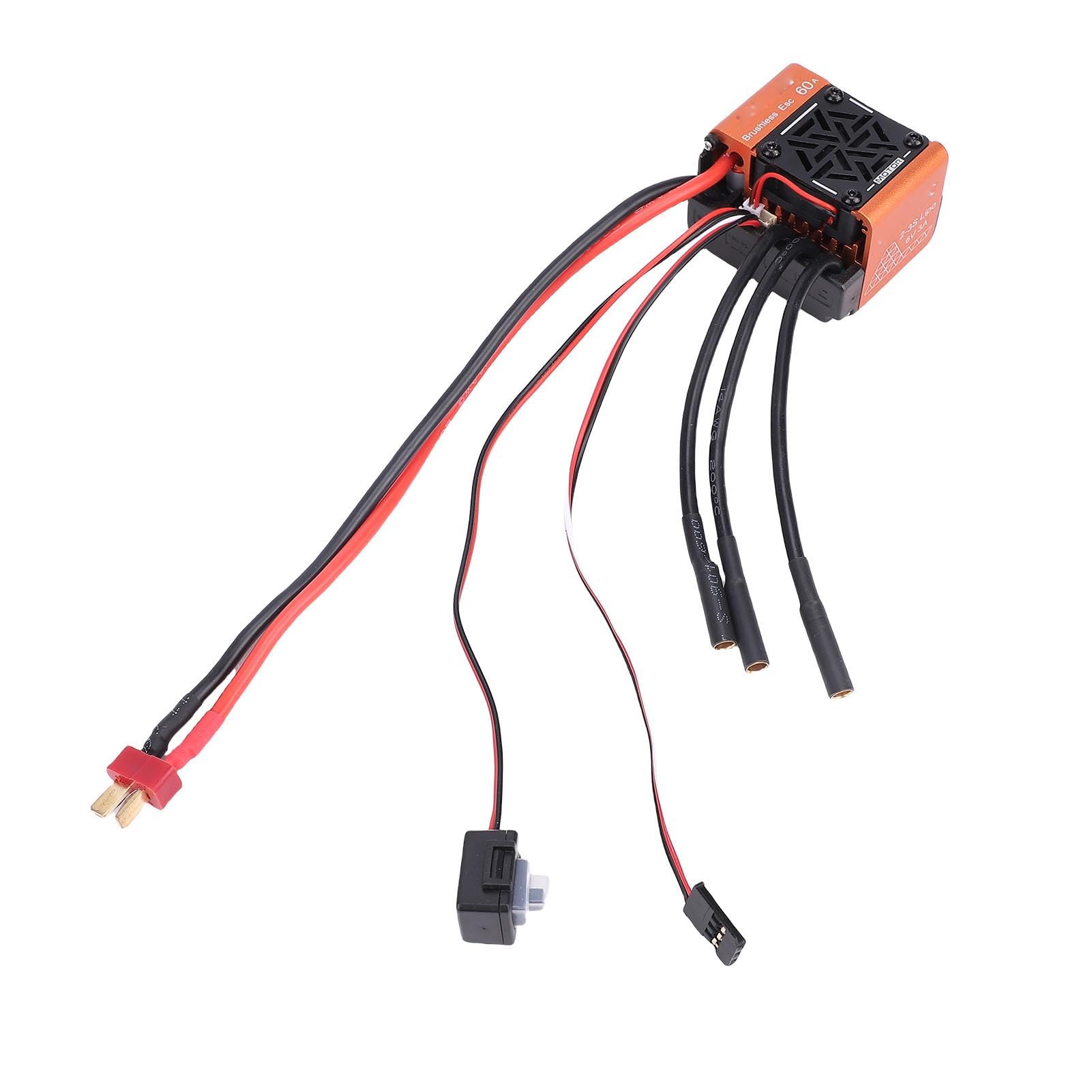 Controlador de Velocidad Eléctrico de Alto Rendimiento ESC 60A sin Escobillas para Vehículos Todoterreno RC 1/10 1/12 Naranja