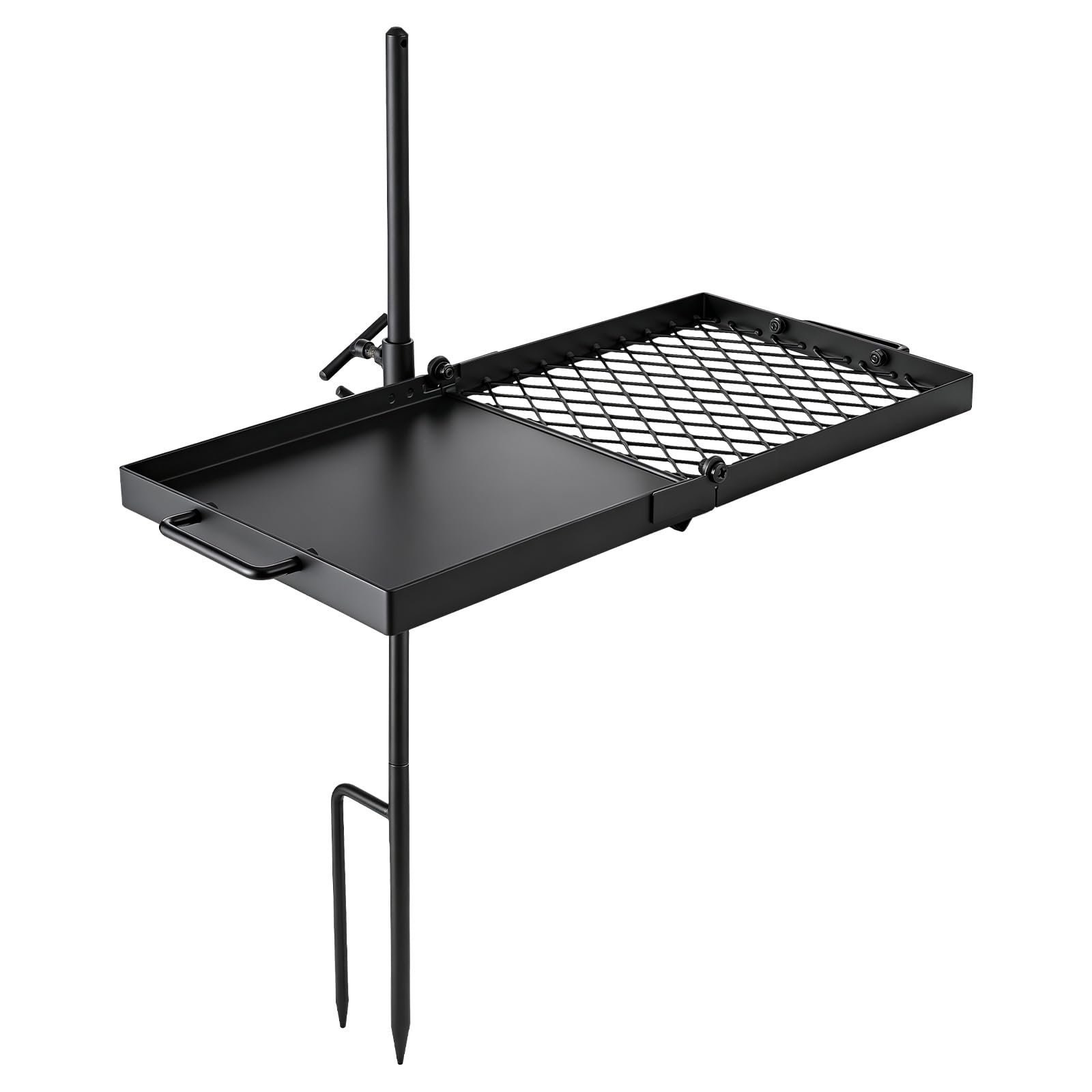 VEVOR Grill kempingowy, grill kempingowy, prostokątny obrotowy grill o wymiarach 607 x 300 mm, regulacja wysokości, gotowanie na wolnym powietrzu, otwarty płomień, powłoka temperaturowa 600 ℃, kemping
