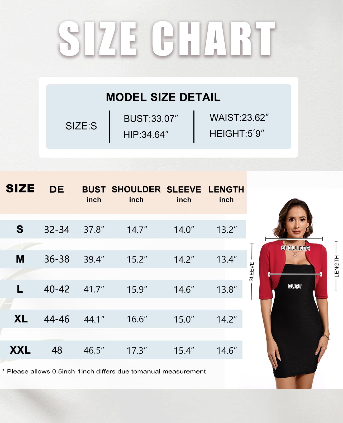 MINTLIMIT Cardigan court ouvert pour femme - Manches 3/4 - Boléro léger - Élégant et décontracté - Cardigan festif