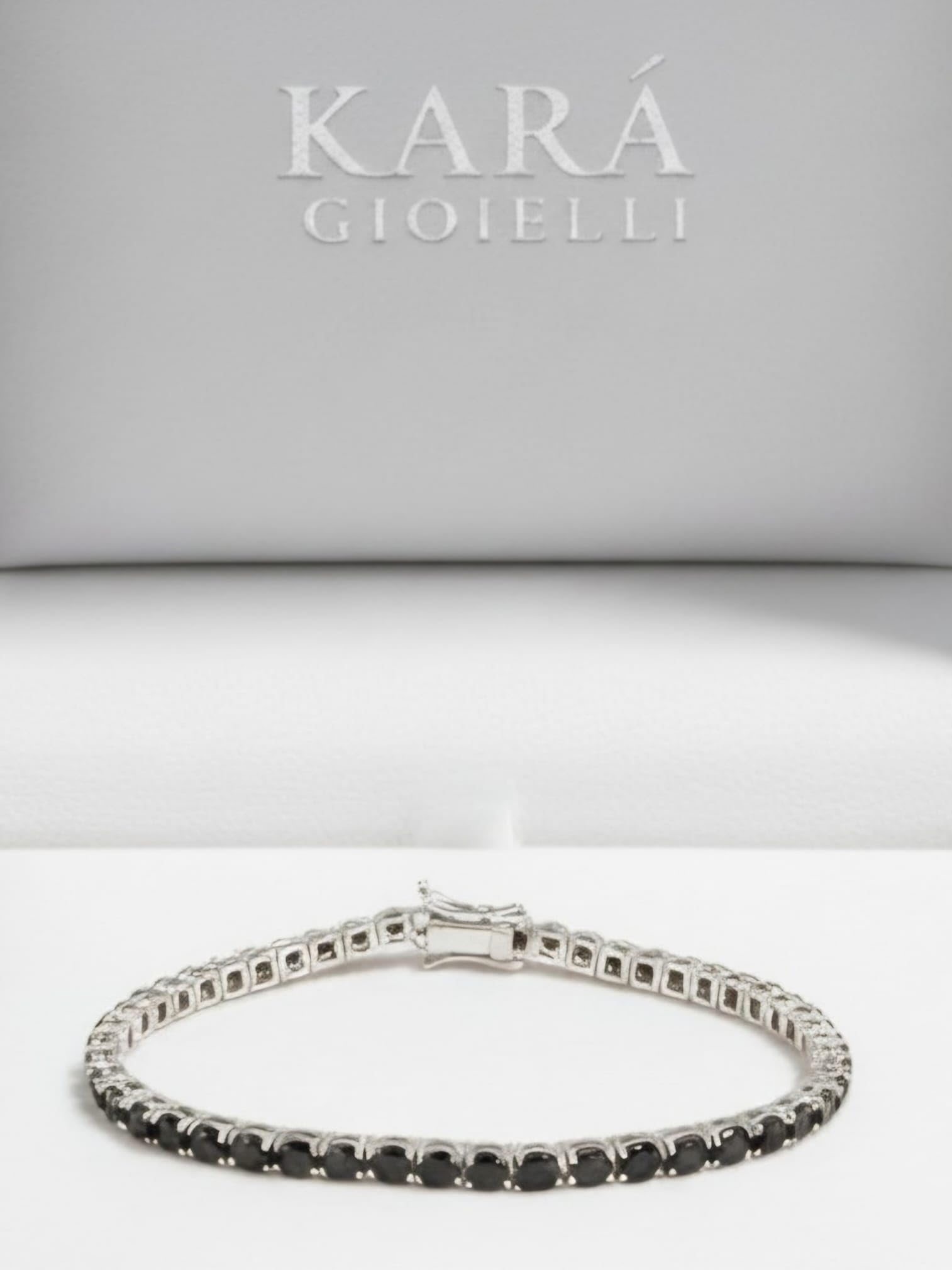 Generico Bracciale Tennis Argento 925 con Zirconi Neri