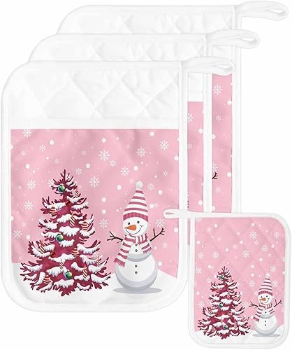 Miniatura 10 de Juego de 4 agarraderas de tela de toalla para cocina, antideslizante y aislante de calor, juego de 4 agarraderas de tela de toalla con bolsillo