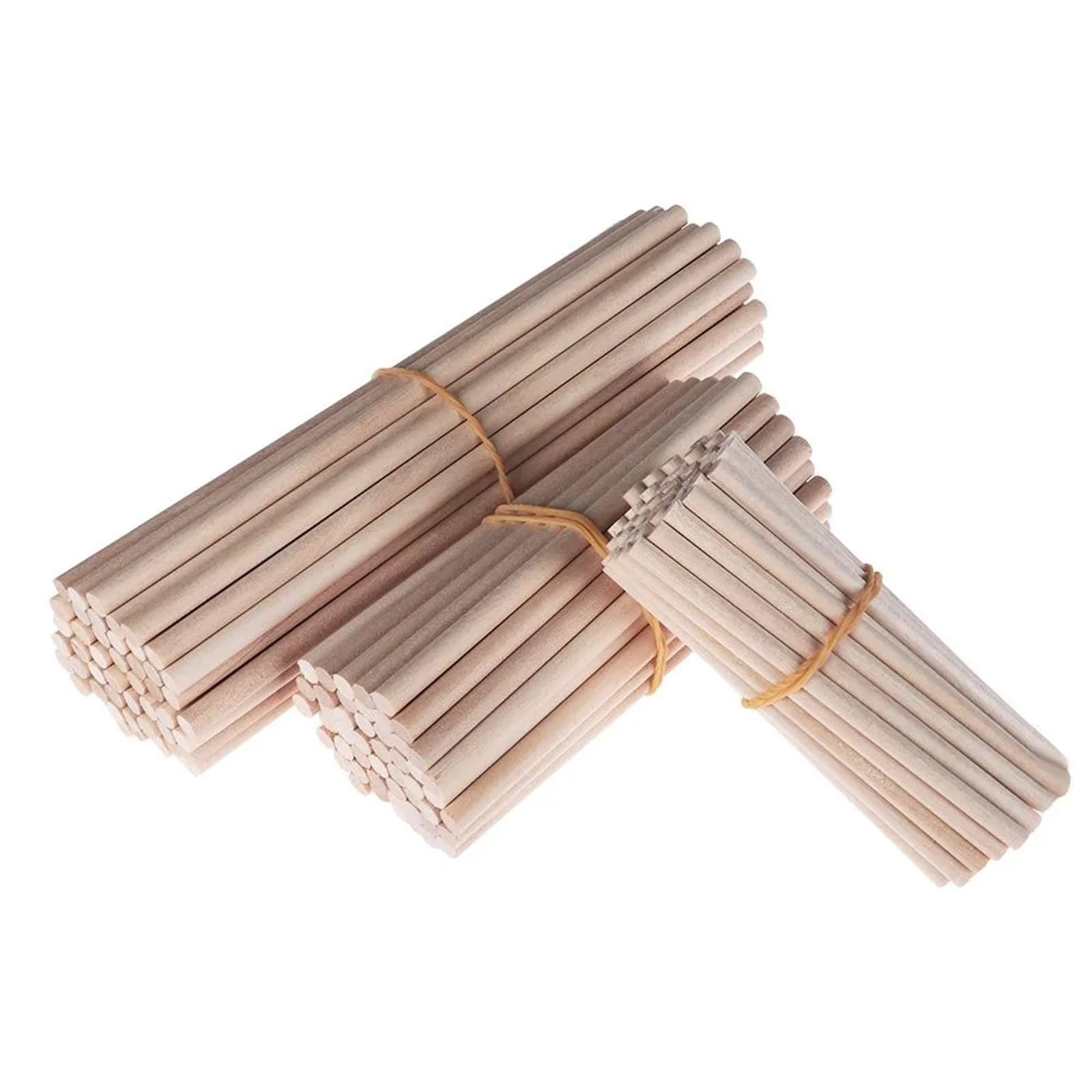 Bâtonnets en bois, Chevilles en bois de bouleau, paquet 100, 6-8mm x 200-300mm, for bricolage, artisanat, modèle construction, travail du(6x300mm)