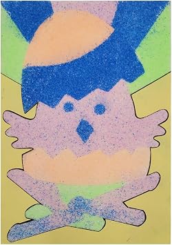 Chochkees Easter Sand Art, Easter Egg, Hatched Chick Designs, 2 Design Cards, 6 Bags of Colored Sand (12-Pack)