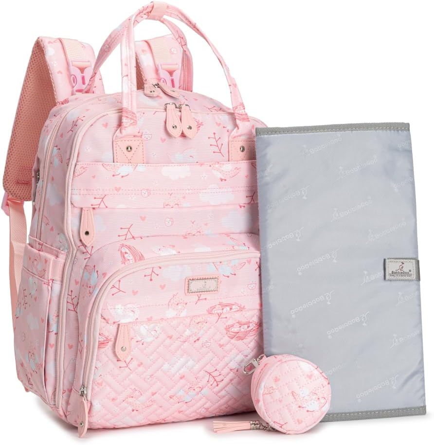 BabbleRoo Diaper Bag Backpack, Baby Nappy Changing Bags Multifunction Waterproof Travel Back Pack
