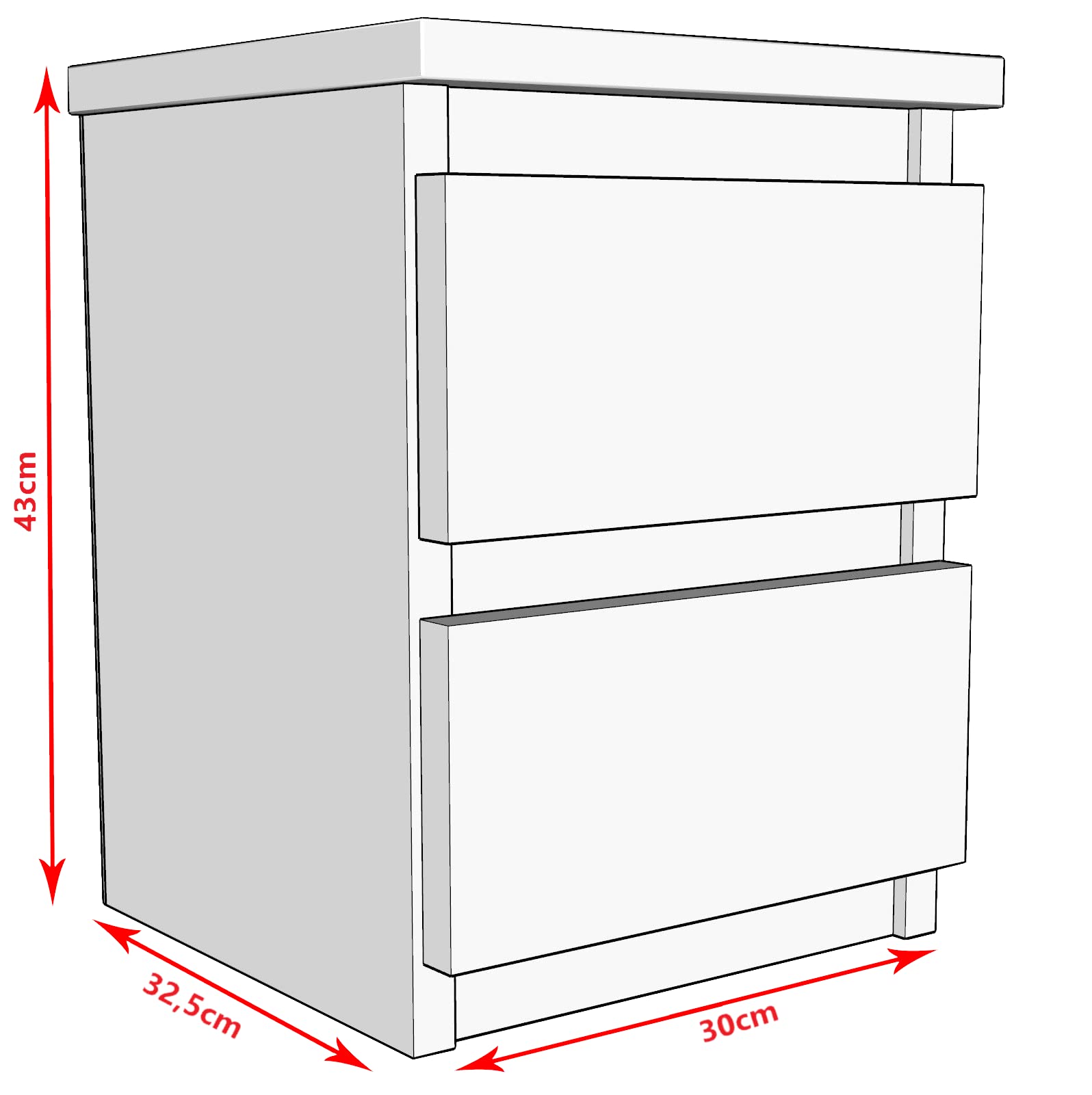 MRBLS_HOME Nachttisch 2er Set Nachtschrank Nachtkommode Modern Möbel mit Schubladen Kommode Holz Schubladenschrank für Ihr Schlafzimmer (Weiß Matt) – 30 x 43 x 32,5 cm (B/H/T)