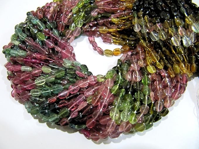 Perles ovales multi-tourmaline éveillez votre inspiration en création bijoux