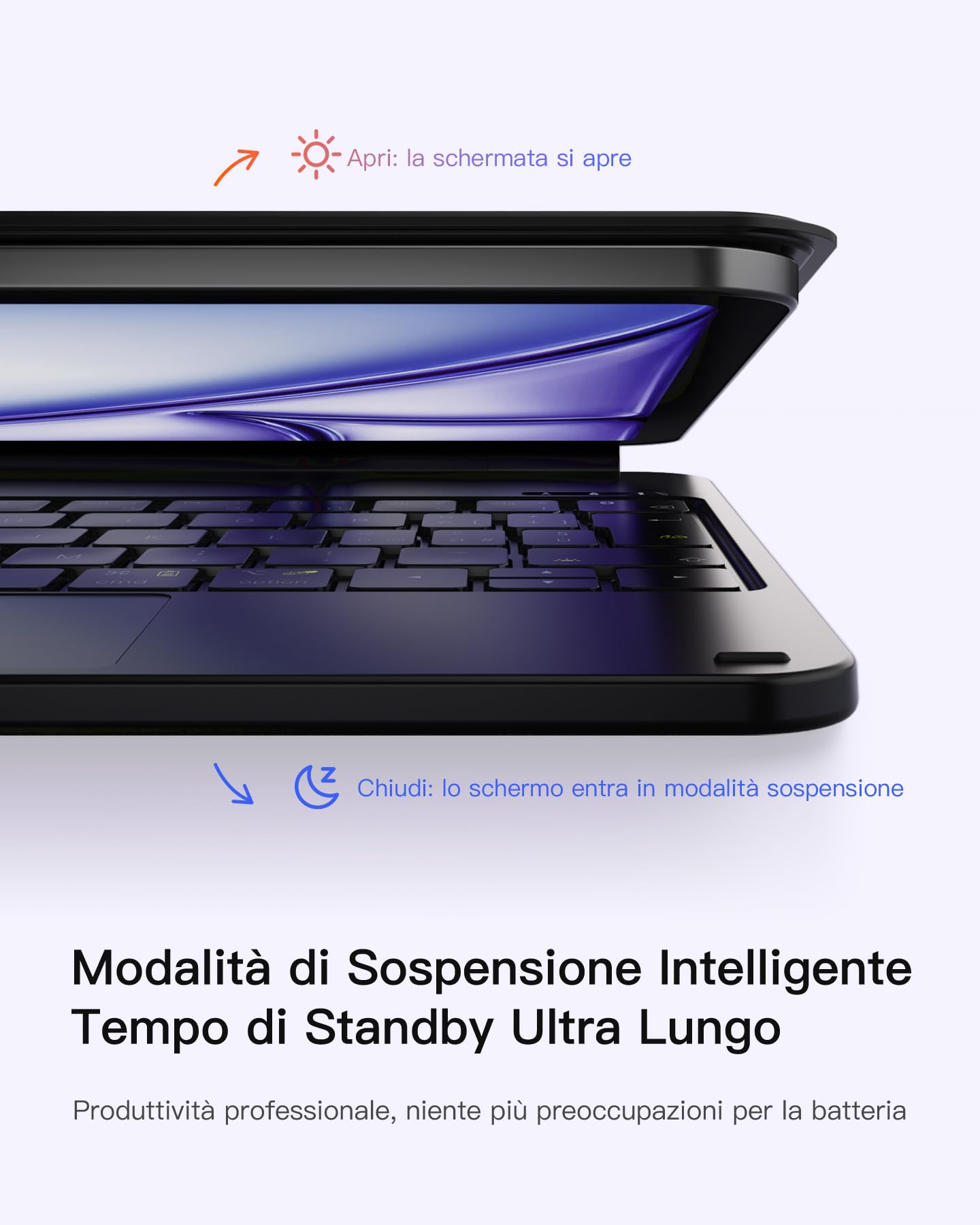 Inateck Custodia tastiera magnetica per iPad 10ª generazione 10,9 pollici/11ª generazione 2025 A16 11 pollici : supporto flottante, retroilluminazione 7 colori e trackpad, KB09119-10
