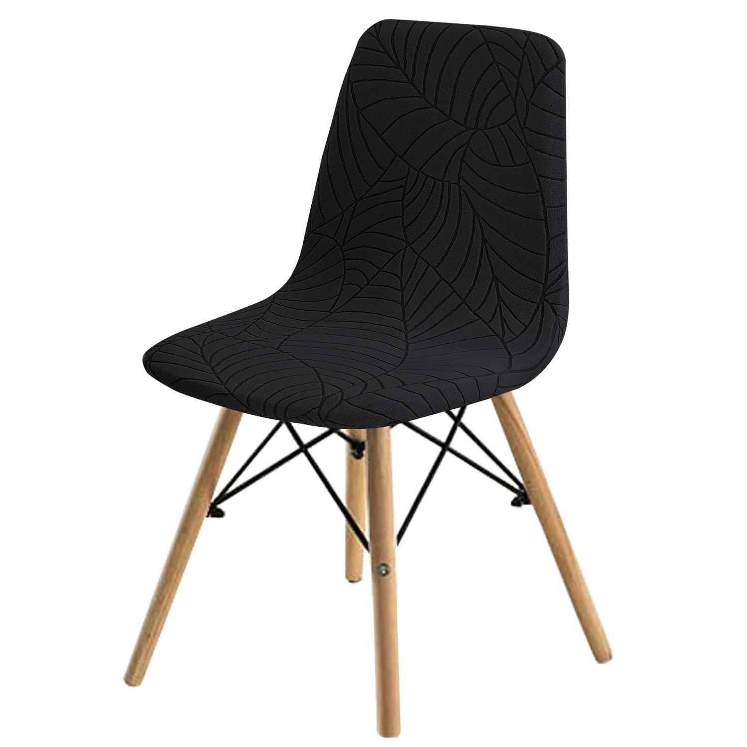 Shell Chair Cover Stretch Jacquard Mid Century Modern Dining Chair Covers Dining Room Chair Slipcover Armless Chair Covers For Kitchen Chairs,Living Room Jacquard ( Color : Noir , Size : Set of 6 )