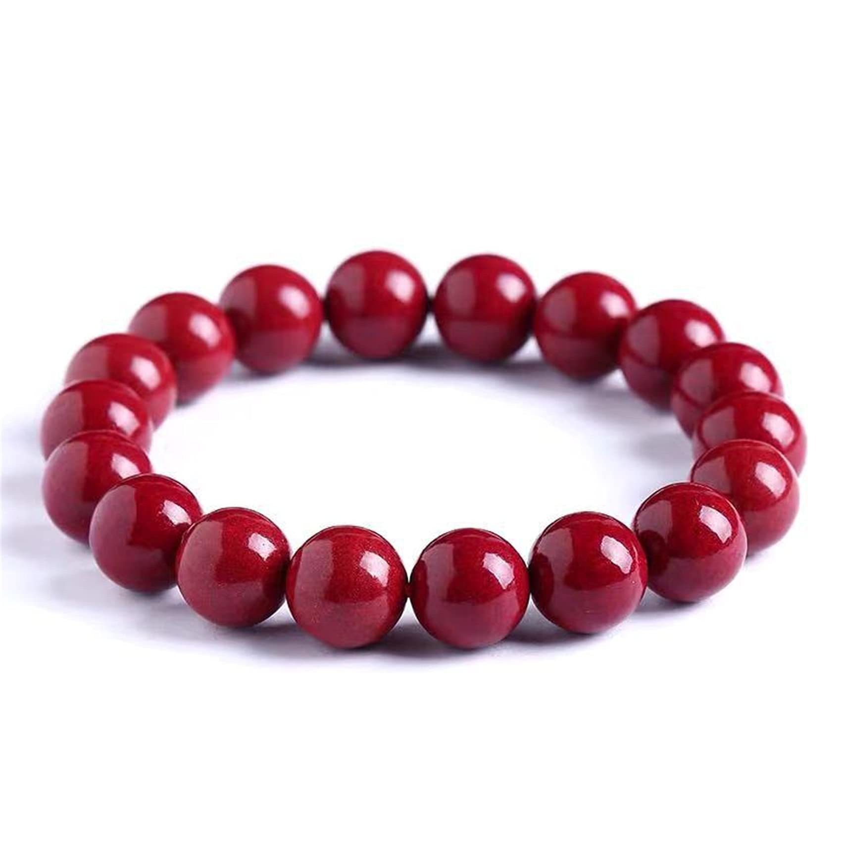 Braccialetti con Perline, Ciondolo Lucky Fox, Braccialetto Rosso con Perline in cinabro Naturale