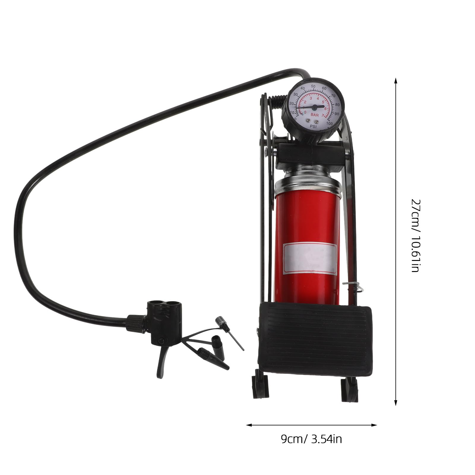 Bomba de Pie para Neumáticos de Coche, Inflador Portátil Multifunción Manómetro, Alta Presión, Pedal Antideslizante, para Motos, Bicicletas y Balones, 1 Unidad