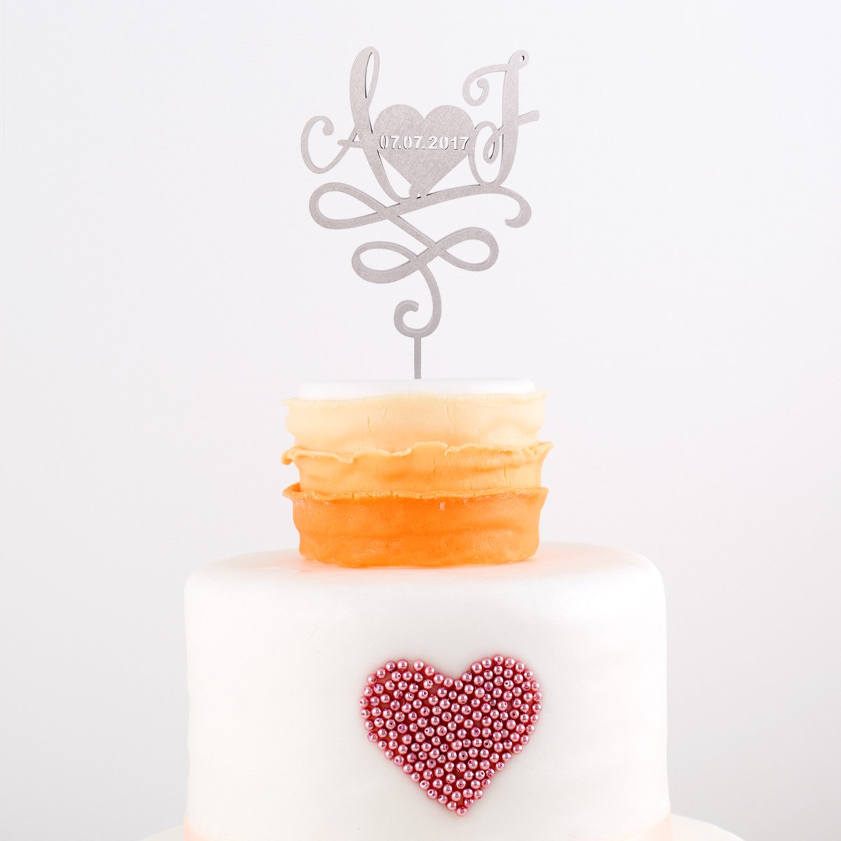 KLEINLAUT individueller Caketopper zur Hochzeit - mit Euren Buchstaben und Datum - 15cm breit - Wähle eine Farbe - Pastell Blau