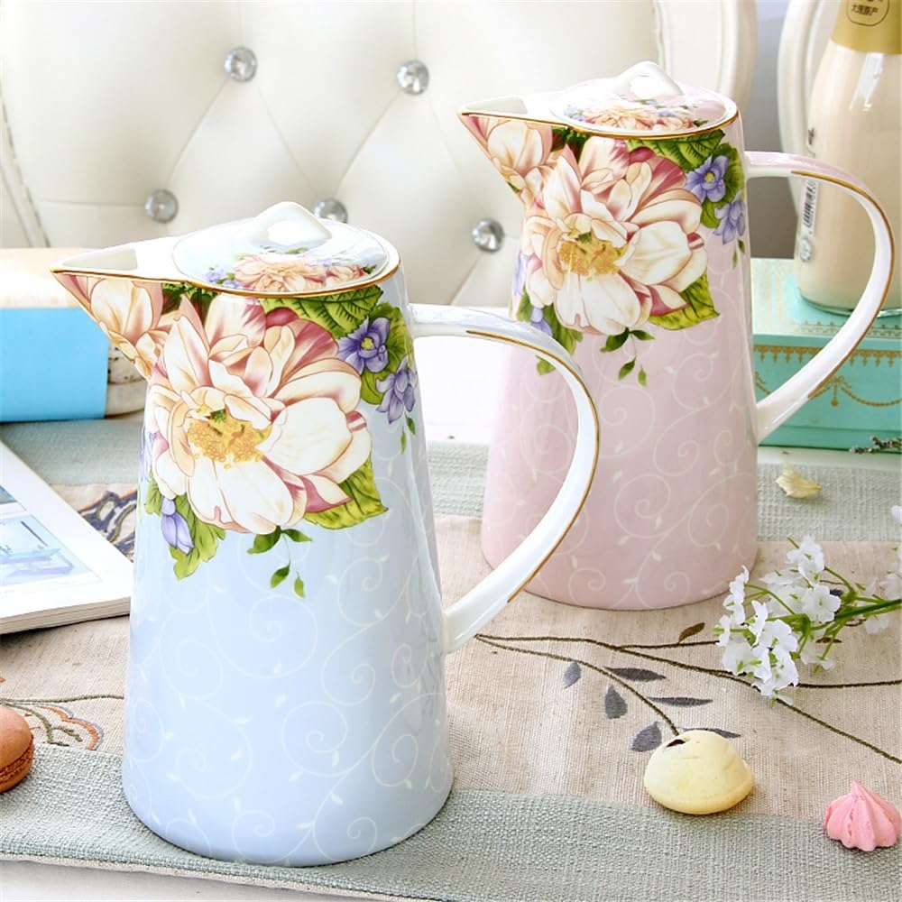 Dzbanek na wodę 1200 ml dzbanek na wodę z pokrywką i uchwytem porcelana kostna czajnik do herbaty vintage dzbanek na wodę kuchnia zimne lub gorące napoje dzbanek na sok do kawy dzbanek do