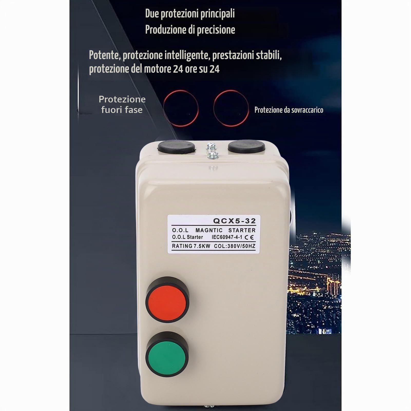 Interruttore di Controllo Magnetico Dell'avviamento del Motore Elettrico 7,5KW per Compressore D'aria Trifase 380V 20-32A Adatto a Tutte le Applicazioni Globali di Compressori