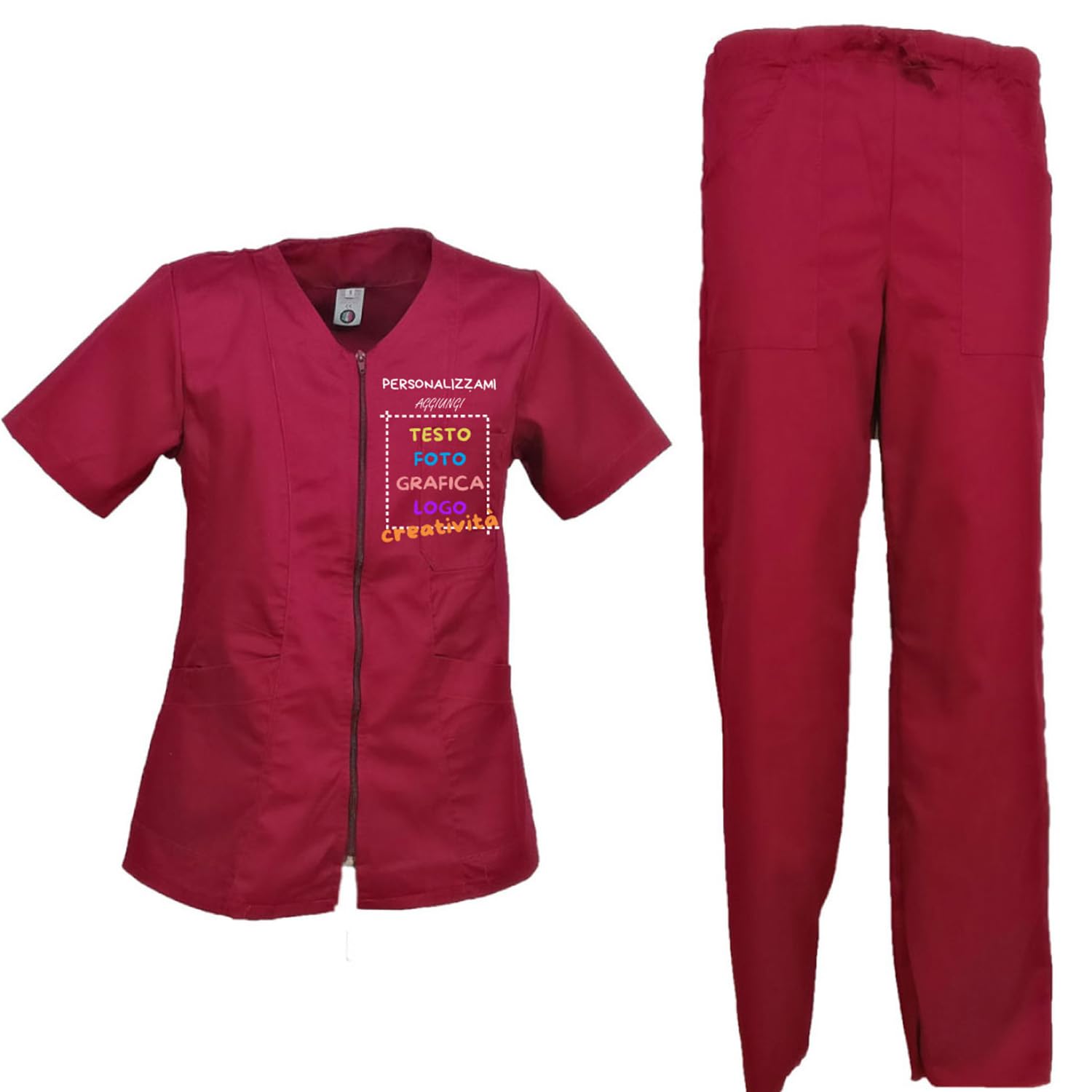fratelliditalia.org Completo con zip da donna infermiere taglie da XS a XXL made in Italy Personalizzazione inclusa