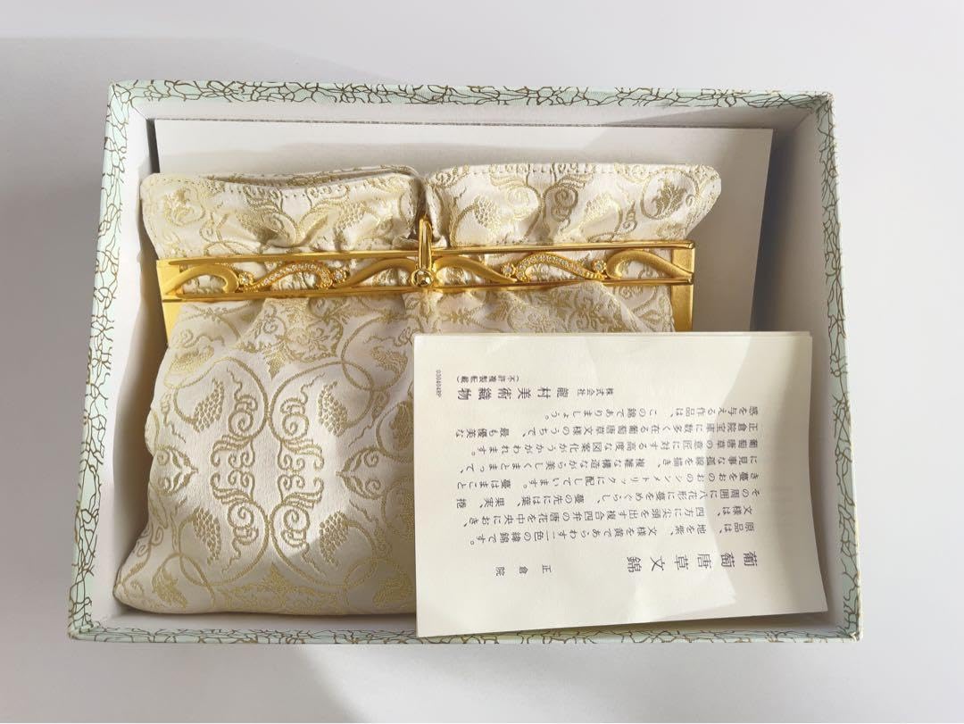 Amazon.co.jp: 龍村美術 織物 パーティーバッグ 葡萄唐草文錦白