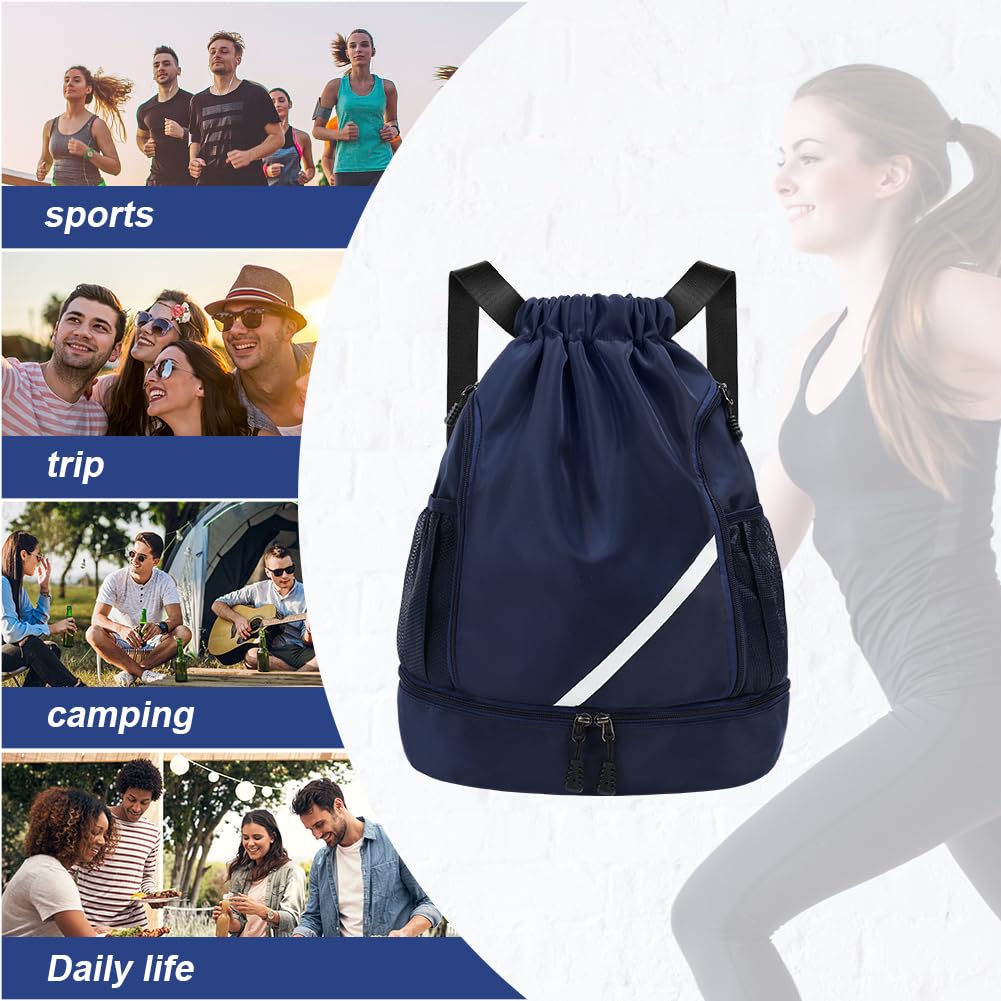 flintronic Sac à Cordon de Sport, Étanche Pliable Sac à Dos à Cordon, avec compartiment à chaussures et poches en filet pour bouteille d'eau pour Voyage Gym Plage Piscine