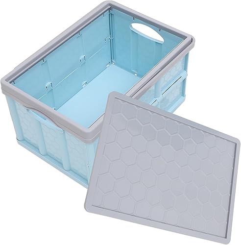 Miniatura 4 de Contenedores de almacenamiento plegables con tapas, cajas plegables de plástico apilables de 30 L, caja de almacenamiento de plástico apilable
