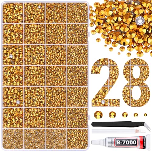 Image of 30000Pcs Resin Rhinestones for Bedazzling with Tweezers, Mine Gold Rhinestones for Crafting with B7000 Jewelry Glue for DIY Crafts Clothing Tumblers Shoes Fabric Nail Art