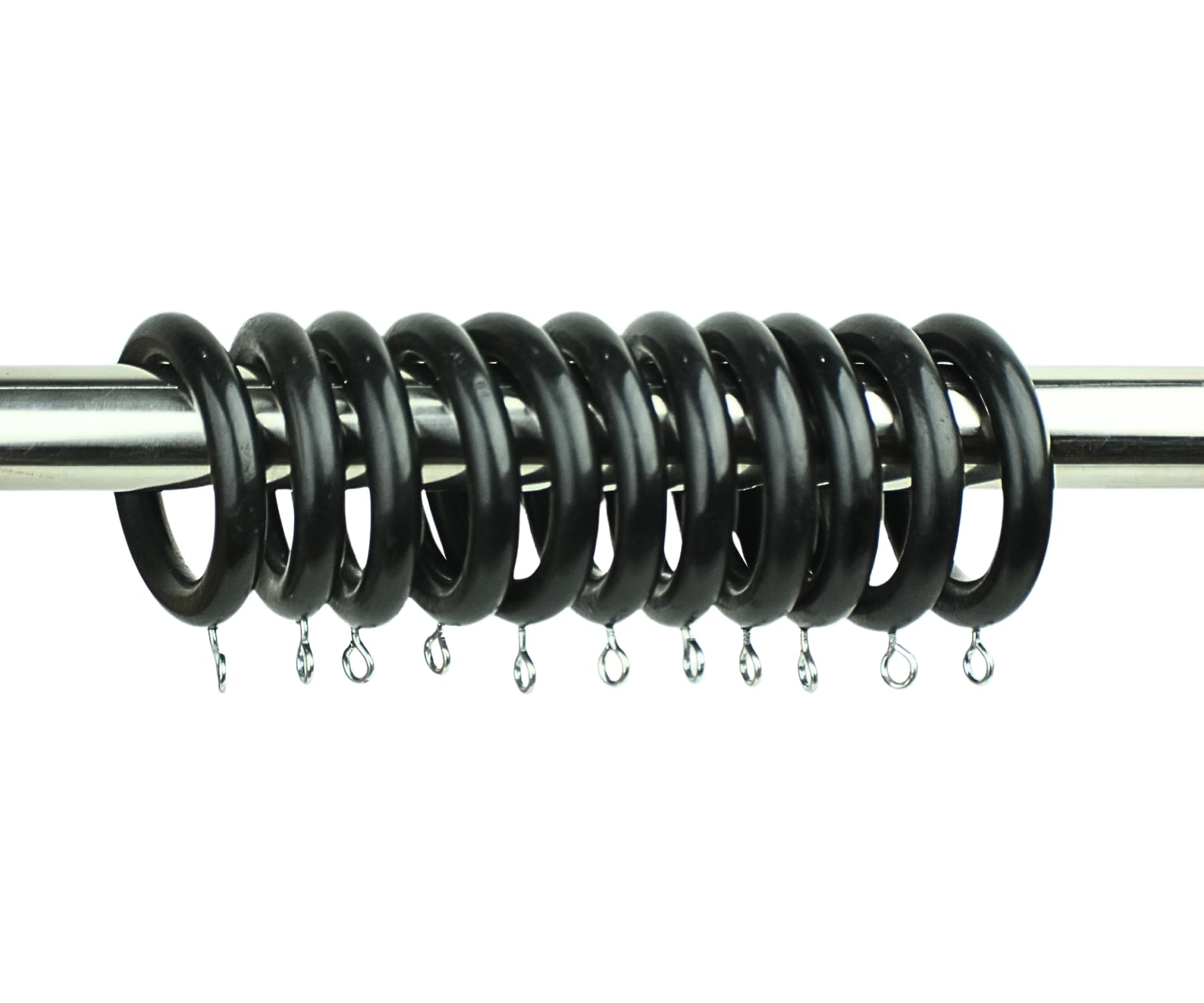 Naaz Wood Arts® Wooden Curtain Rings 2.5 inch Black Color 100 Pcs Wooden Curtain Rings with Metal Clips Curtain Rods, Rustic and Modern Home Décor
