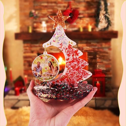 Miniatura 4 de XYQHOAC Molde de silicona para marco de fotos de árbol de Navidad, molde de resina para marco de fotos grande, molde de marco de fotos único, moldes