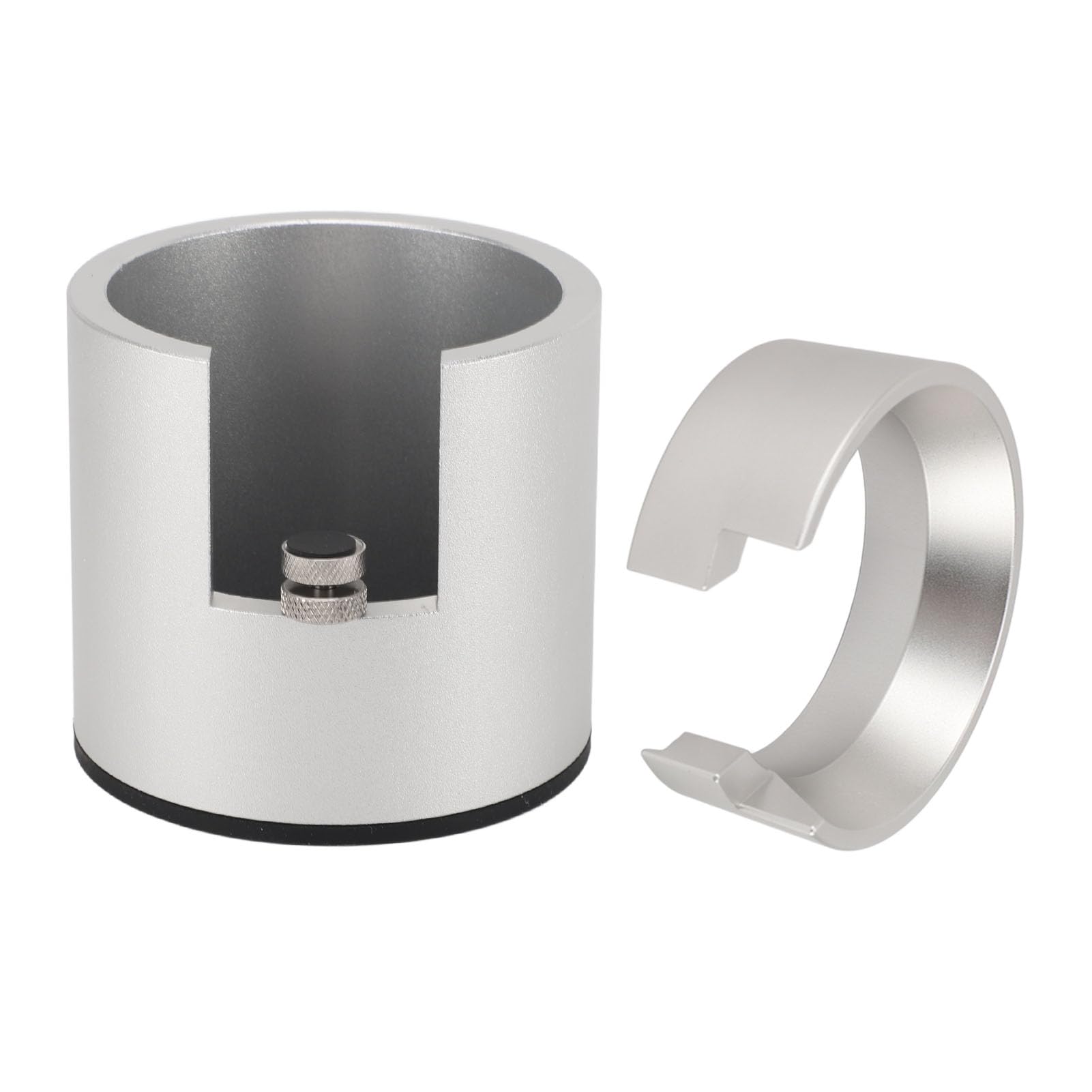 Jeanoko Uchwyt na Filtr do Kawy z Lejkiem Dozującym, Stojak do Ubijania ze Stopu Aluminium do Kolby do Ekspresu do Kawy 58mm, Domowy Barista (Srebrny)
