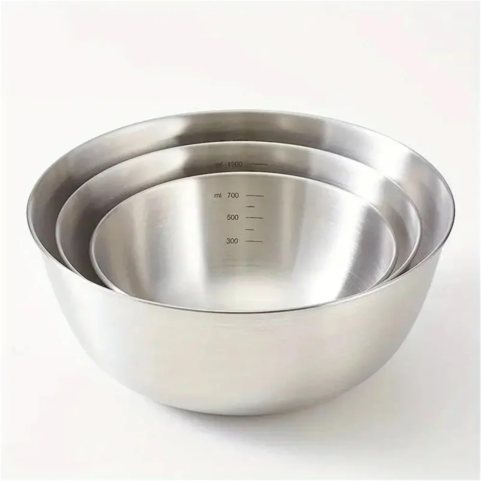 Cuenco de acero inoxidable Juego de 1/3 cuencos acero inoxidable con báscula for cocinar, hornear y almacenar alimentos. Cuencos mezcla(Gold 3 Sizes)