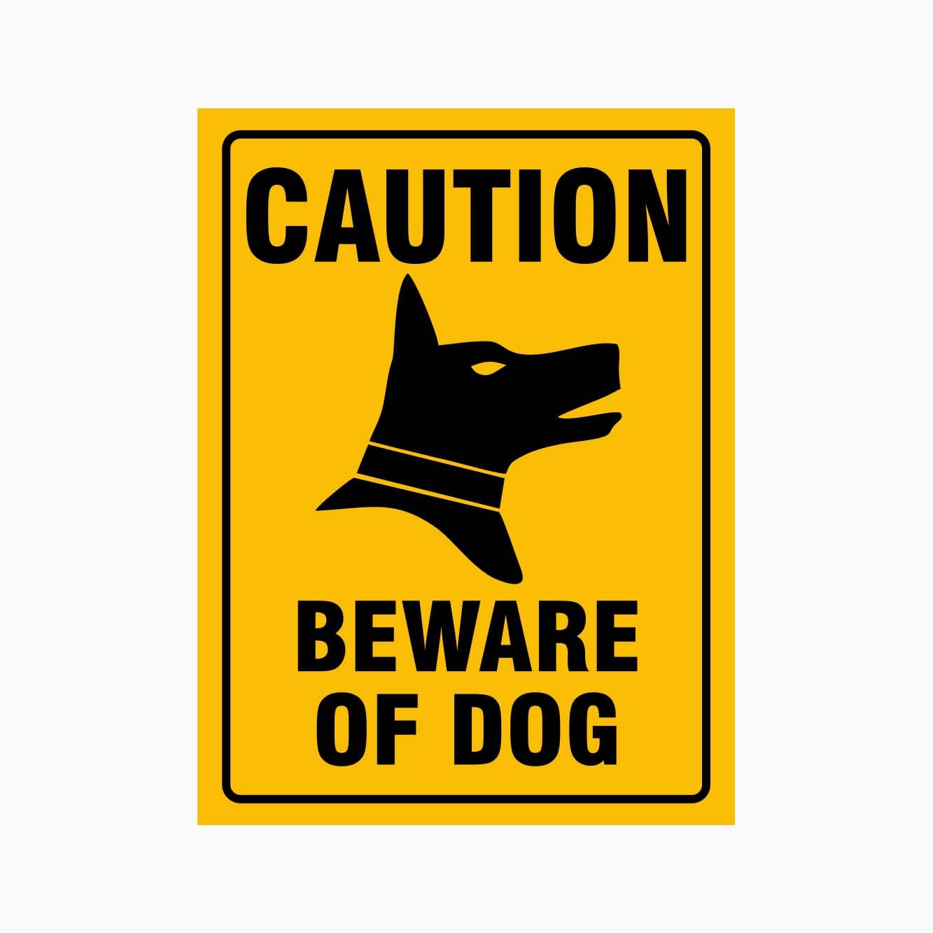 CAUTION BEWARE OF DOG Sign, 12x8 Metal Tin Sign, warning for areas with guard dogs.