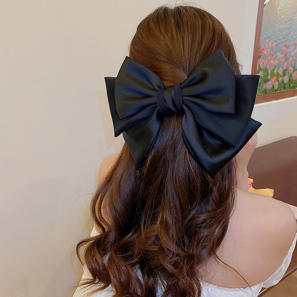 Amazon.com : Wiwpar Black Satin Bowknot Hair Clips - Large